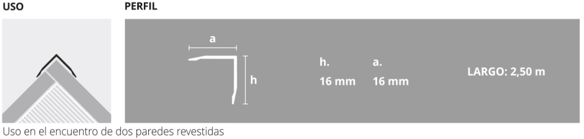 Tapacanto Angular Atrim Aluminio Negro 16mm – 1908
