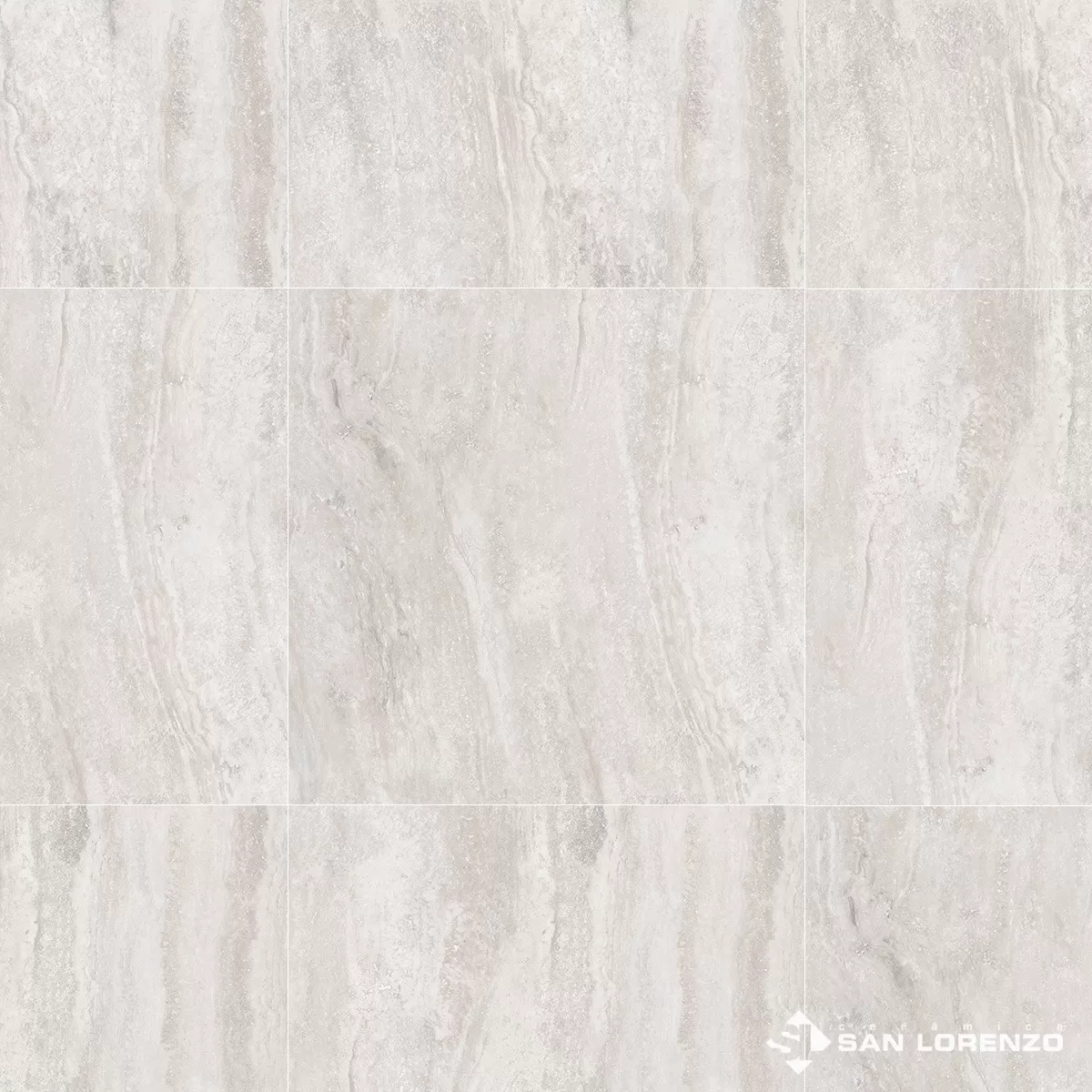 Porcelanato San Lorenzo 57x57 Marmol Travertino Blanco