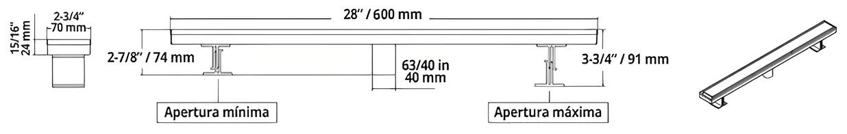 Desagüe Lineal De Acero Para Ducha Atrim Clásico Mate 60 cm DA600T02