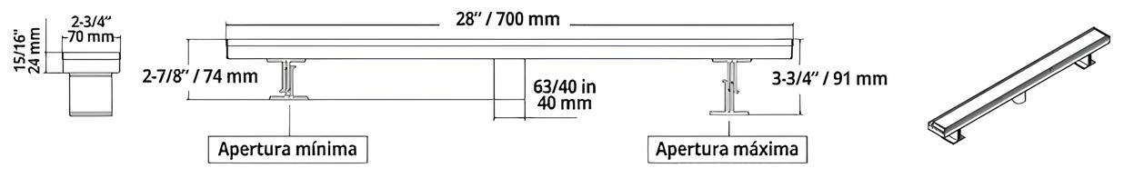 Desagüe Lineal De Acero Para Ducha Atrim Inca Brillante 70 cm DA700T06