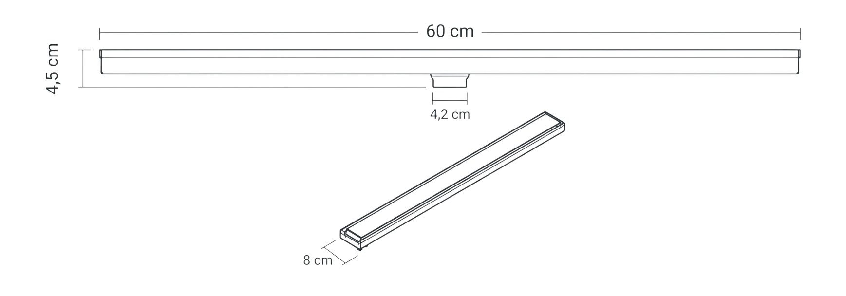 Desagüe Lineal De Acero Inoxidable Para Ducha Cromado 60 Cm