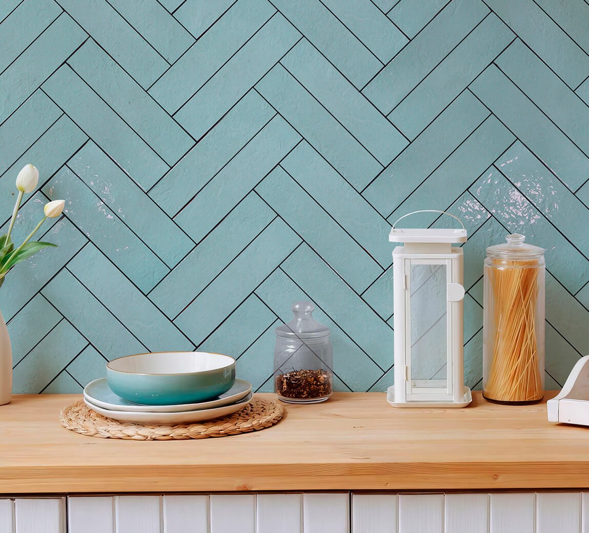 Ceramica Esmaltada Piu 6,9x28 Veneto Aqua Brillante