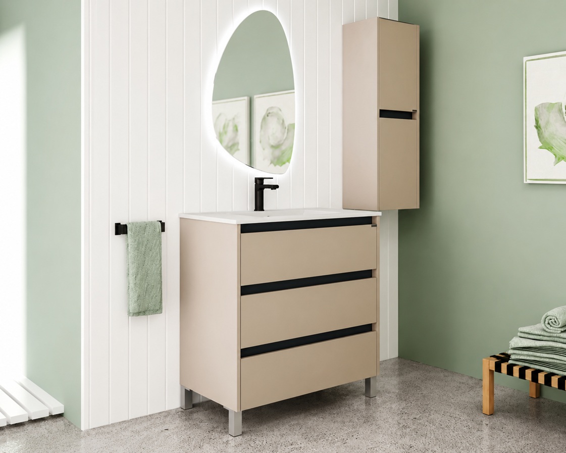 Vanitory De Pie Monocomando Schneider Lina 60 Cm Cenere