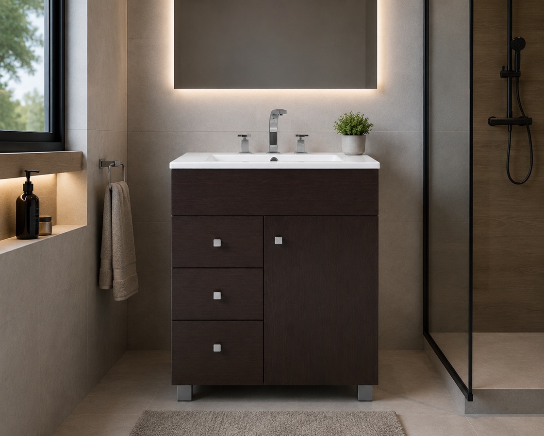 Vanitory de Pie Sin Mesada Ferrum Cadria 60 Cm Wengue