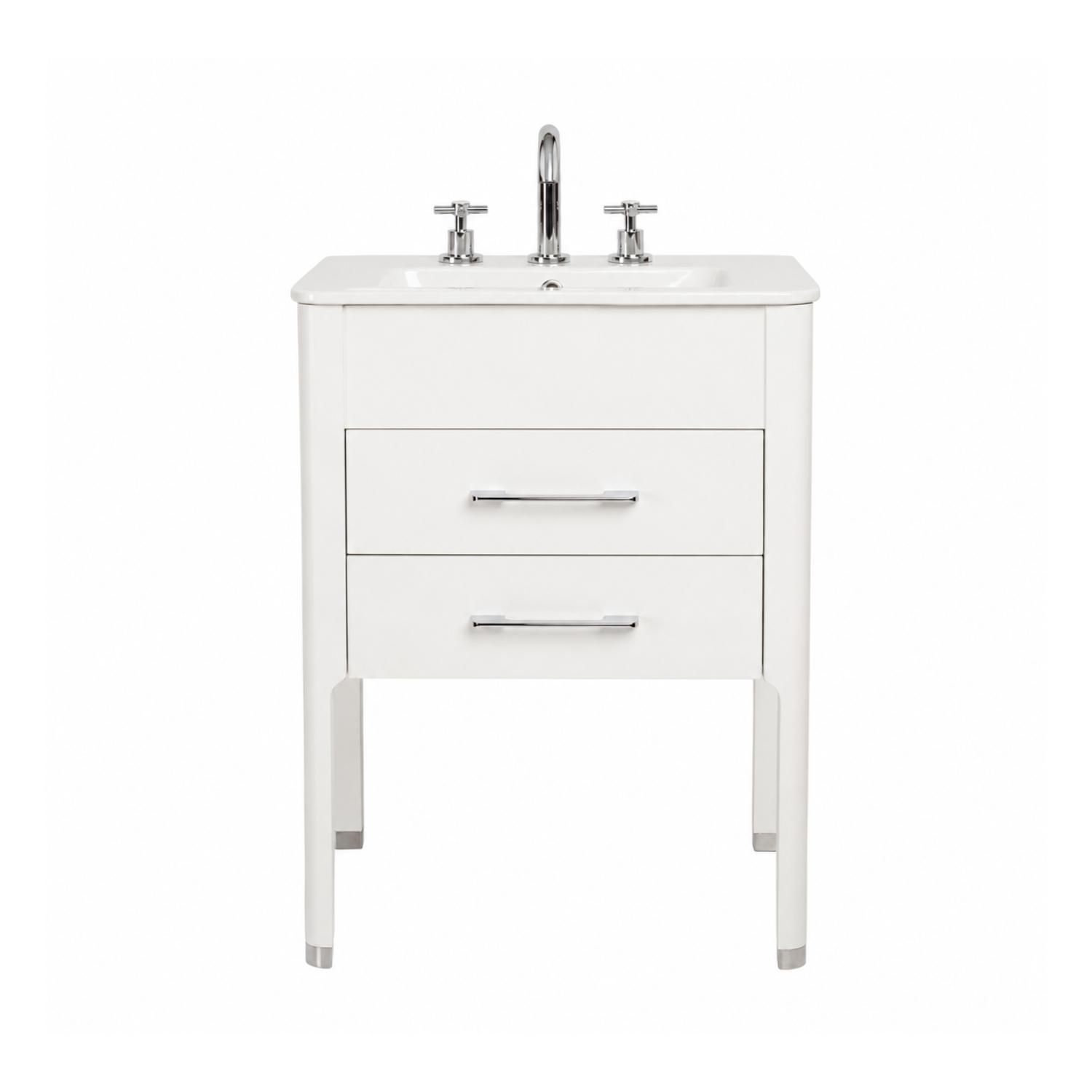 Vanitory De Pie Con Bacha De 3 Agujeros Campi  Curve 60Cm Blanco