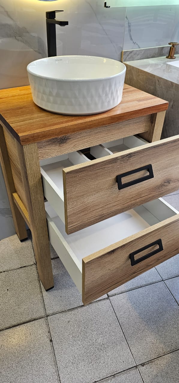 Vanitory De Pie Con Bacha Monocomando Campi Folk 60 Cm Roble