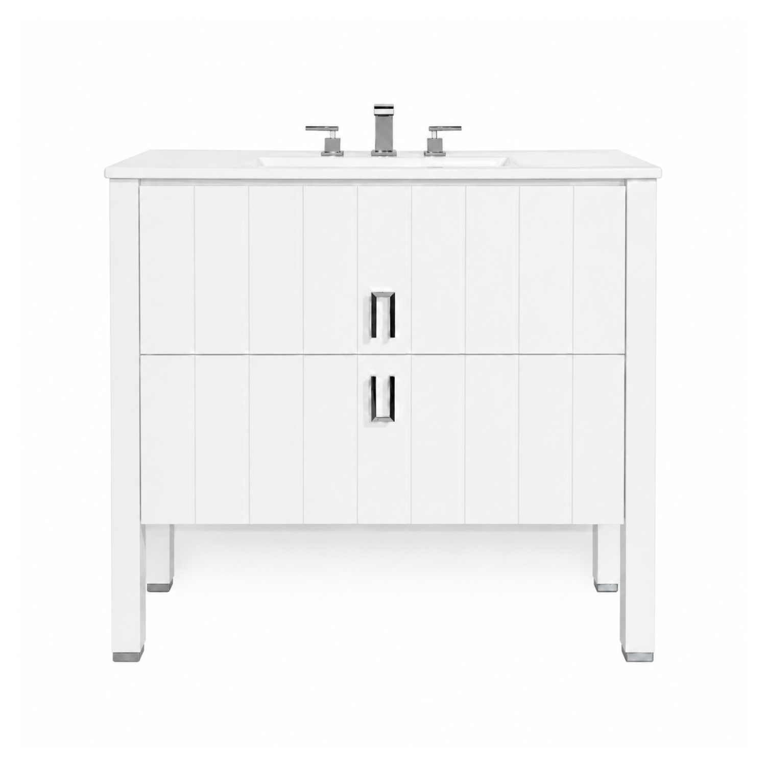 Vanitory De Pie Con Bacha De 3 Agujeros Campi  Deck 100Cm Blanco