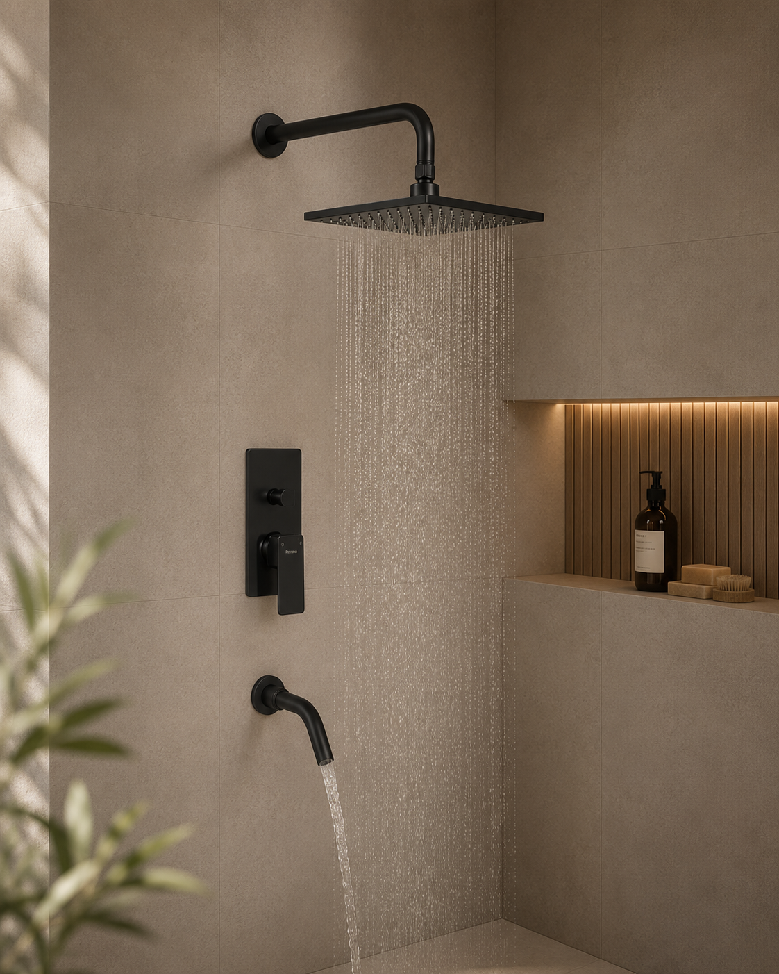Griferia Monocomando Para Ducha Con Transferencia Peirano Soria Negro 80-192