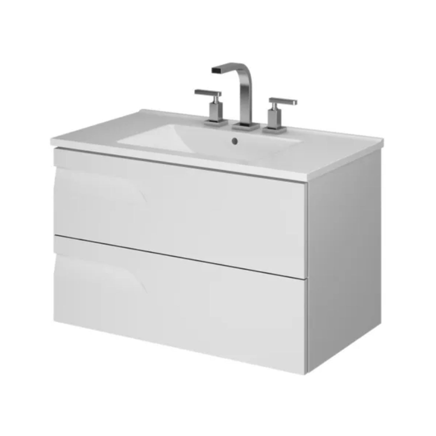 Vanitory De Colgar con mesada bimando Schneider Rivo 80 Cm Blanco