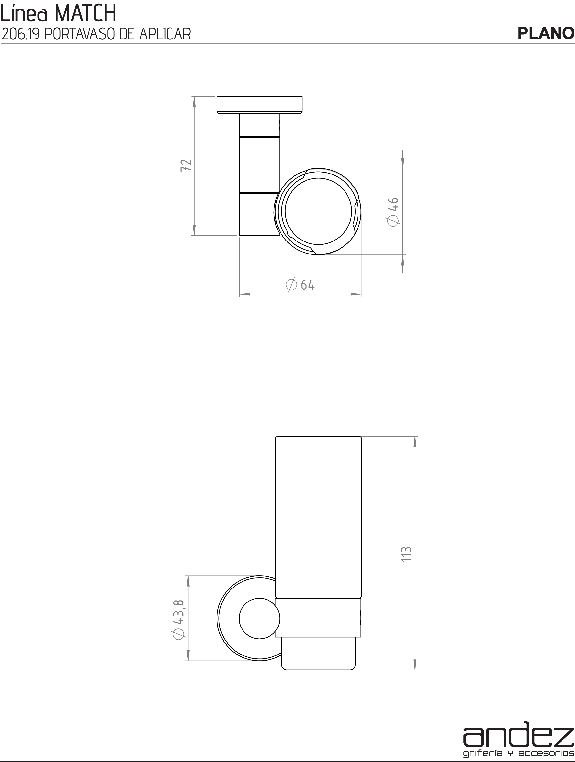 Portavaso portacepillo andez match