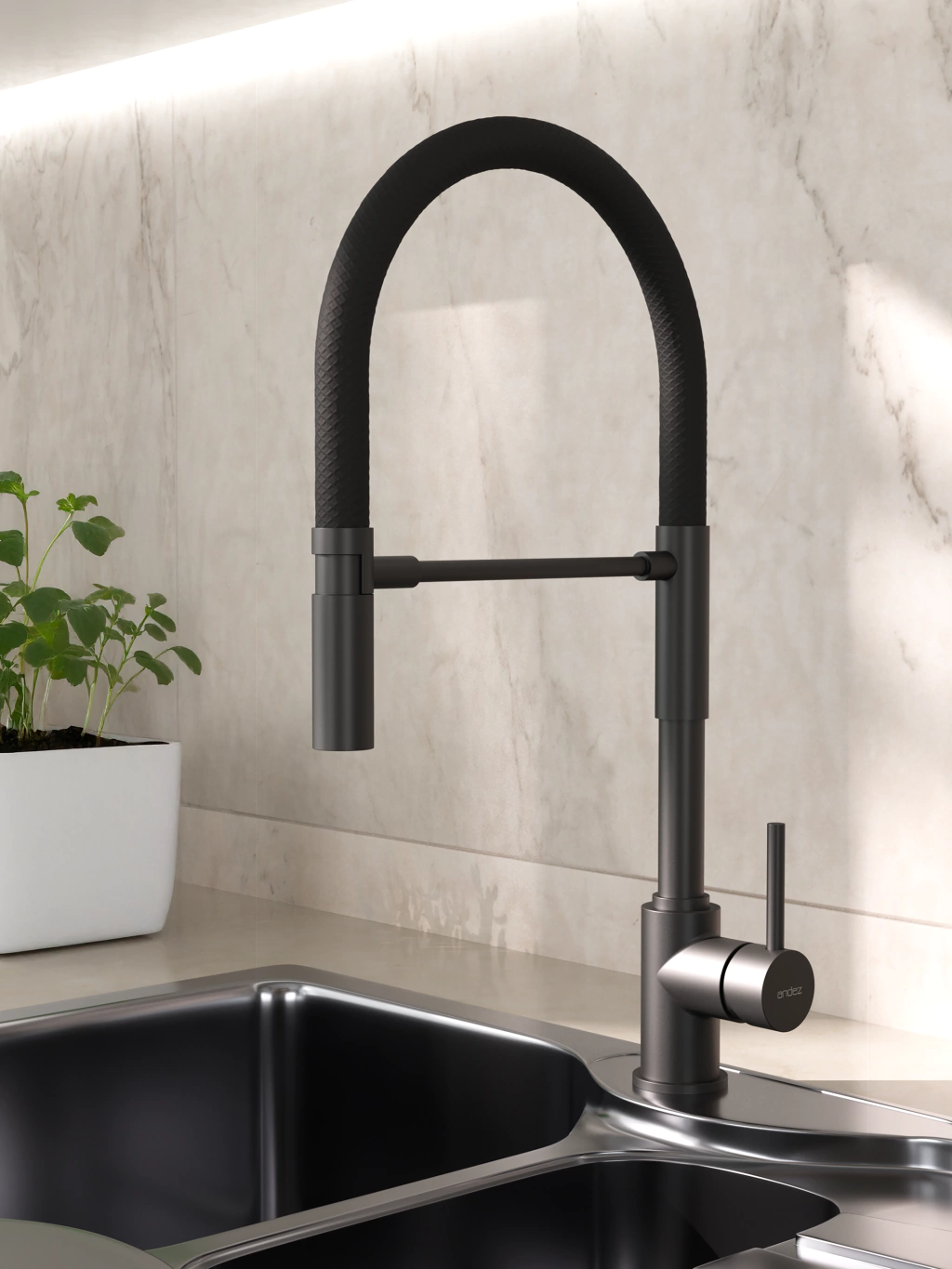 Griferia Monocomando Para Cocina Andez Zara gun metal texturada  400.55.08