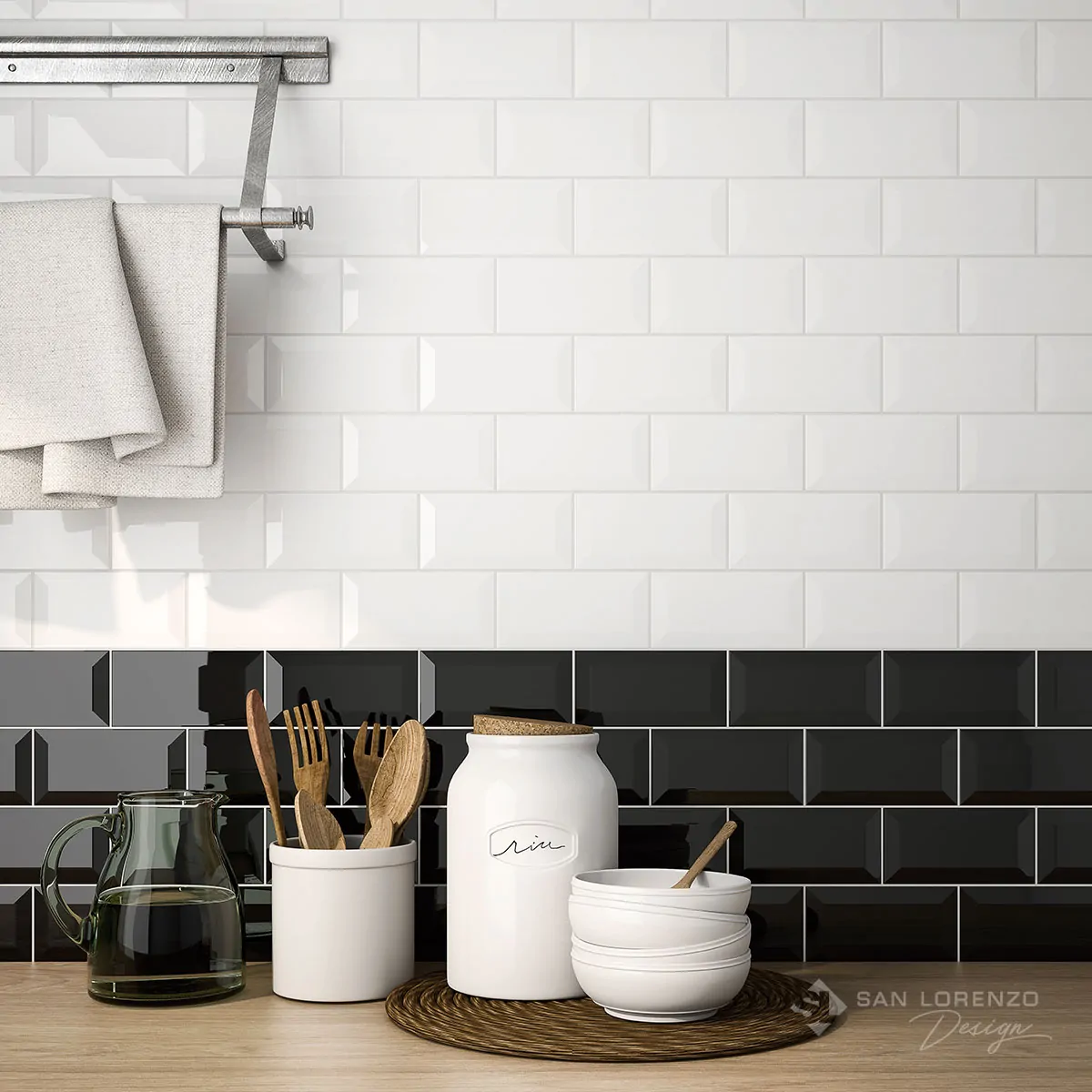 Ceramica San Lorenzo 7.7x15.4 Bisote negro subway