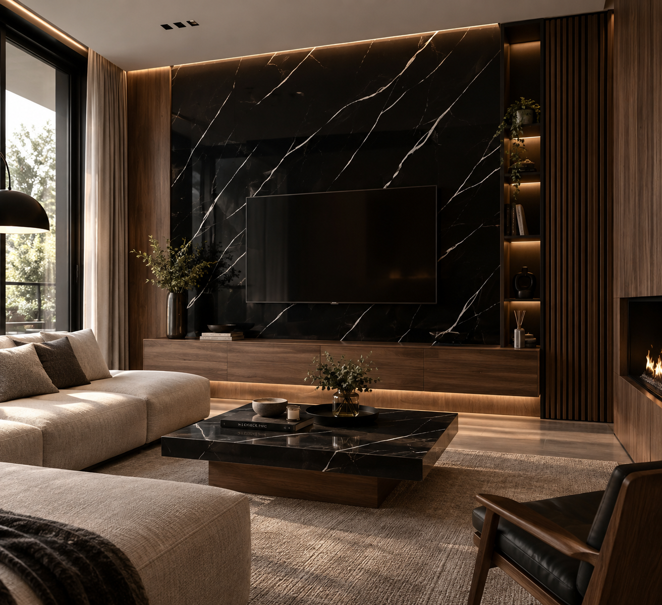 PANEL PLACA DE PVC MODNY BLACK BRILLANTE 122X244